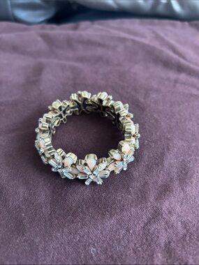 J. Crew Gold-Tone Floral Crystal Bracelet with Champagne Accents